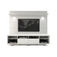 Manhattan Comfort 2-1538482352 Cabrini TV Stand and Floating Wall TV Panel with LED Lights 2.2 in White Gloss 